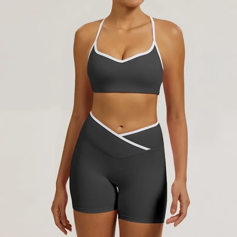 Cralom Seamless Yoga Set: Nude Feel Butt-Lifting Shorts & Sexy Beautiful Back Sports Bra