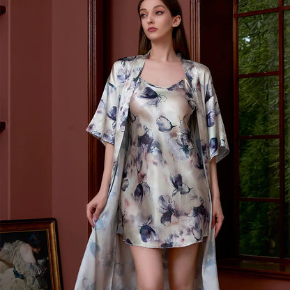 Satin Robe Set by Cralom: Super-Soft Plus Size Pajamas for Ladies, Perfect for Sleep and Lounge