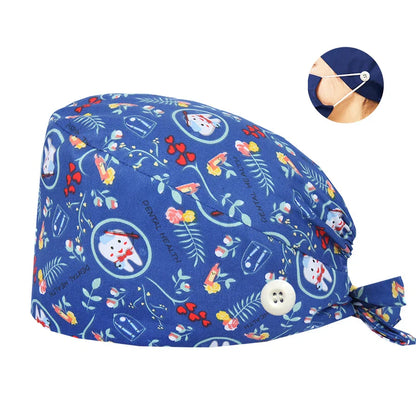 Cralom Cotton Scrub Caps with Sweatband for Medical Professionals