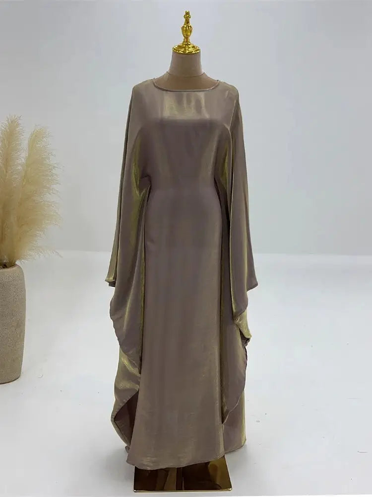 Helynys Butterfly Satin Maxi Abaya - Luxurious Dubai Kaftan Dress