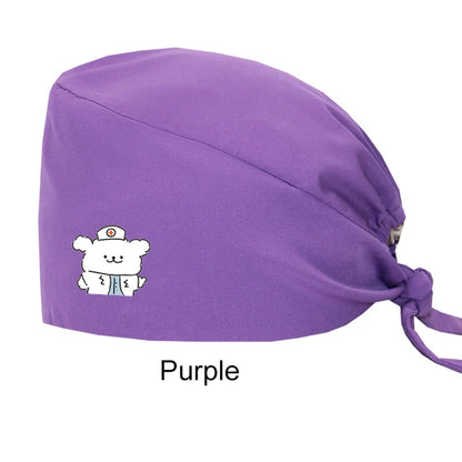 Cralom Women's Solid Scrubs Caps for Medical and Beauty Professionals