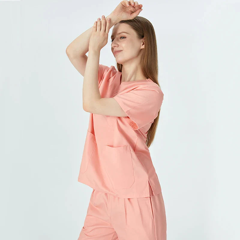 Cralom Pink Nursing Scrub Set - Easy Care Medical Uniform