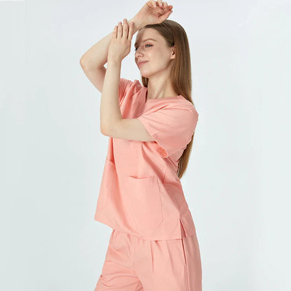 Cralom Pink Nursing Scrub Set - Easy Care Medical Uniform