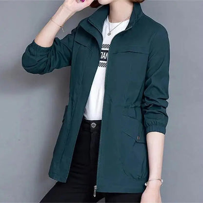 Cralom Khaki Windbreaker Jacket: Modern, High Quality & Elegant Outerwear for Women