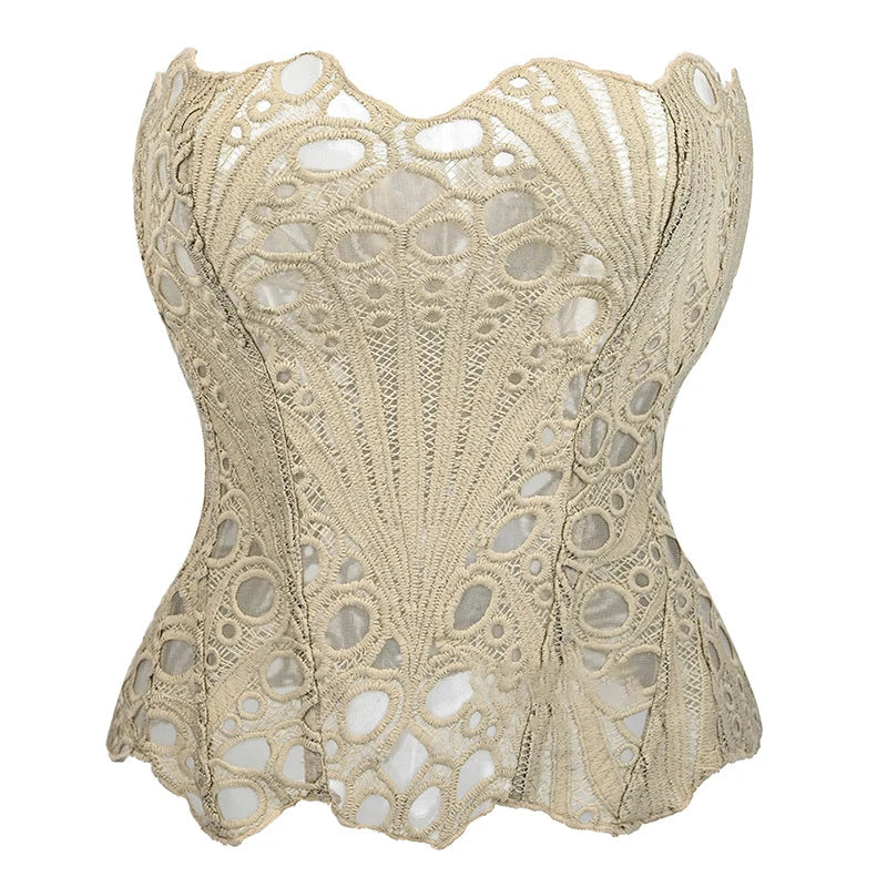 Cralom Chic Lace-Up Hollow Out Tube Top for Women 2025 Fashion