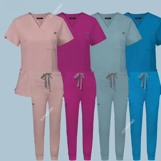 Cralom Women's Multicolor Scrubs Set for Medical, Pet Shop, Nurse, Doctor Work