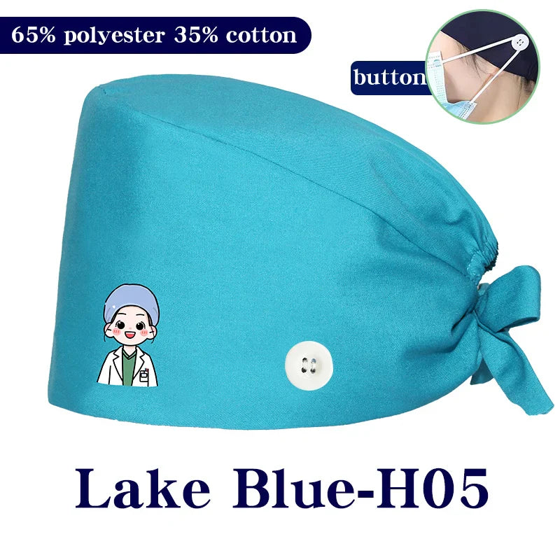 Cralom Cartoon Printed Surgical Scrub Caps for Medical & Pet Grooming Pros