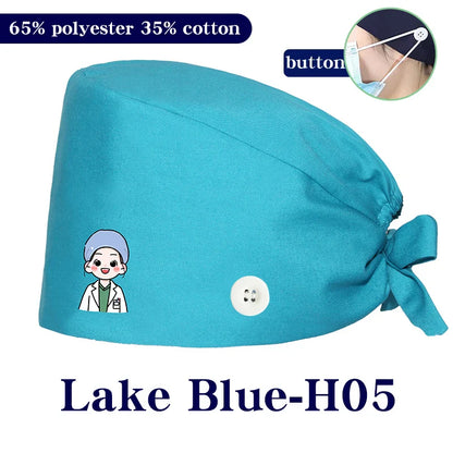 Cralom Cartoon Printed Surgical Scrub Caps for Medical & Pet Grooming Pros