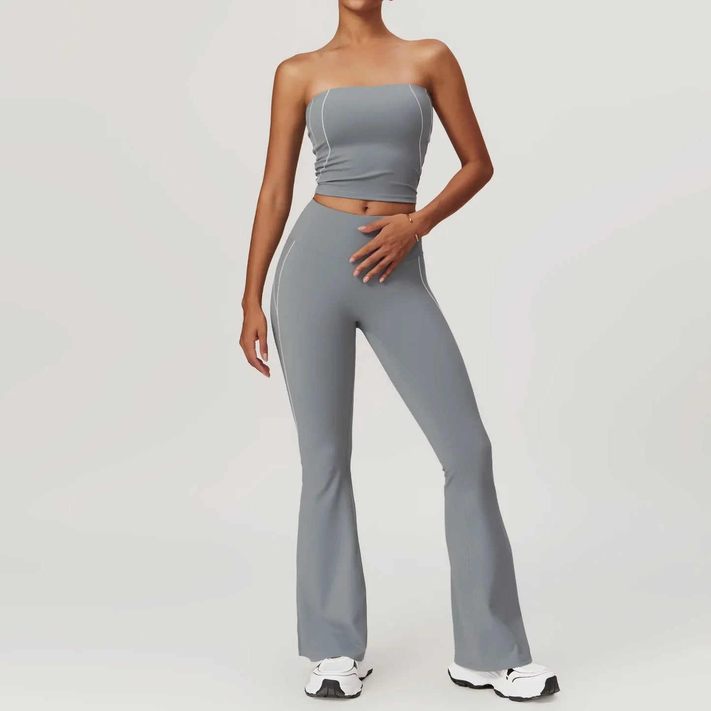 Cralom Summer Yoga Set for Women: 2 Piece Tight Fit Sports Suit