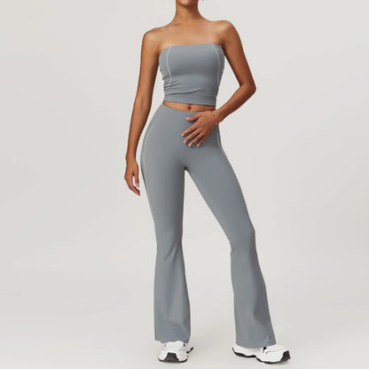 Cralom Summer Yoga Set for Women: 2 Piece Tight Fit Sports Suit