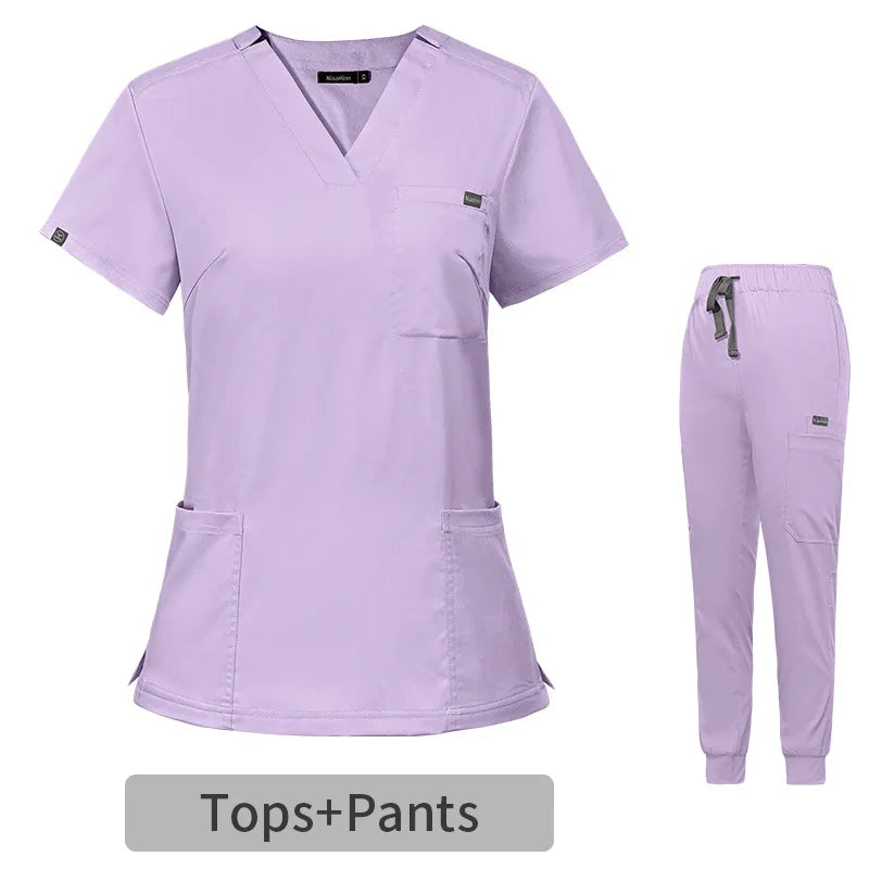 Cralom Scrub Nursing Gowns: Minimalist Solid Color Medical Workwear by Cralom