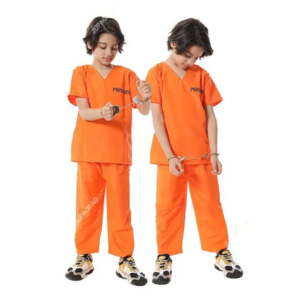 Cralom Men's Orange Prisoner Jumpsuit Halloween Costume