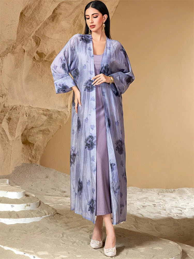 Cralom Ramadan Eid Kebaya Abaya Set: Modest 2 Piece African Dress Robe