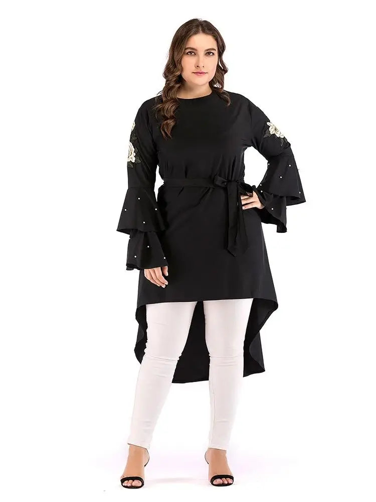 Cralom Ramadan Black Abaya Kaftan - Luxury Islamic Dress for Women