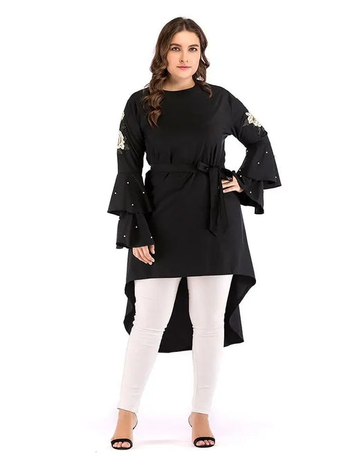 Cralom Ramadan Black Abaya Kaftan - Luxury Islamic Dress for Women