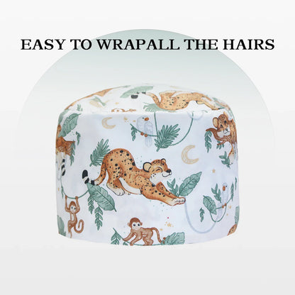 Cralom Cartoon Animals Unisex Surgical Scrub Caps for Medical Professionals