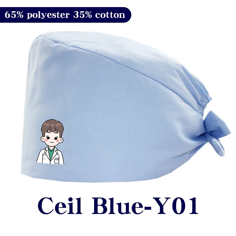 Cralom Cartoon Printed Surgical Scrub Caps for Medical & Pet Grooming Pros