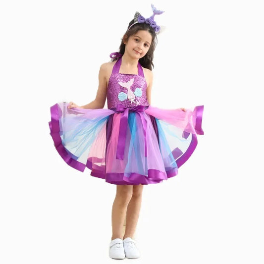 Cralom Mermaid Princess Tutu Dress Girls Cosplay Costume