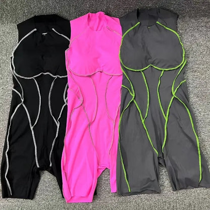 Cralom Seamless Yoga Jumpsuit for Women, Beauty Backless Hollow-out Fitness Tracksuit