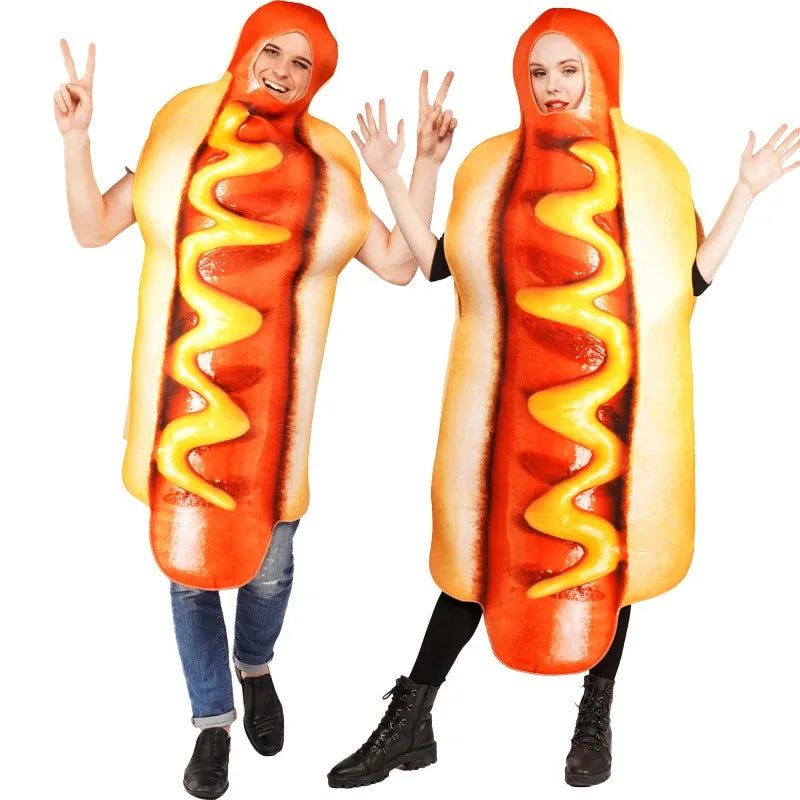 Cralom Hot Dog Couple Onesie Costume