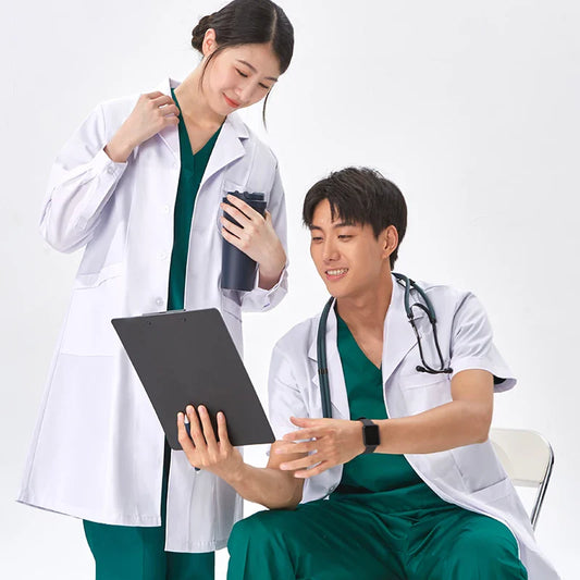 Cralom White Lab Coats: Long Sleeves, Button Front - Ideal for Chemistry and Healthcare Pros