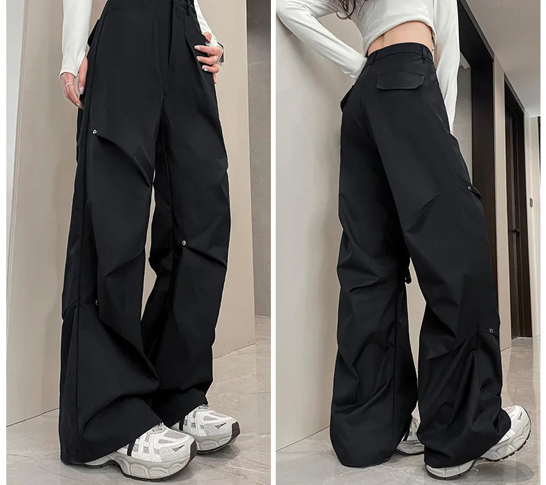 Cralom High Waist Rivet Cargo Pants: 2025 Spring Summer Women's Fashion