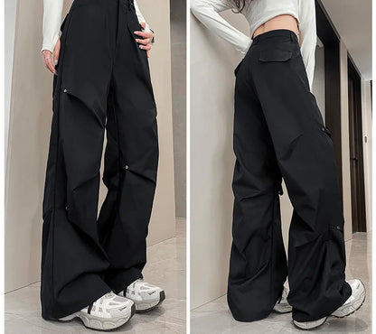 Cralom High Waist Rivet Cargo Pants: 2025 Spring Summer Women's Fashion