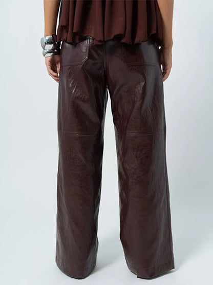 Cralom Patchwork Leather Vest: Sleeveless V-Neck Tank Top for Women