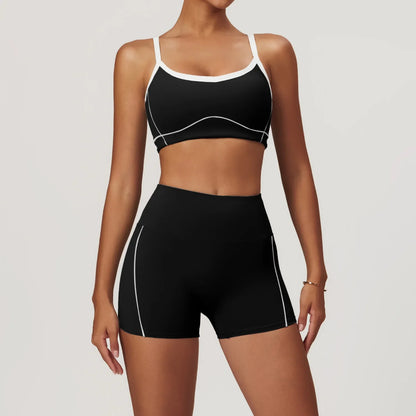 Cralom Summer Yoga Set for Women: 2 Piece Tight Fit Sports Suit