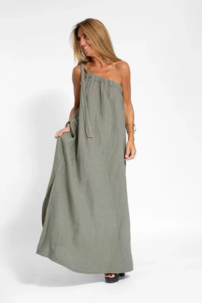 Cralom Women's Asymmetric Split Sleeveless Dress - Summer 2024