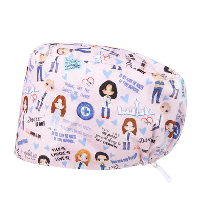 Cralom Women's Cat Print Doctor Hat for Pediatrics & Veterinary Clinics