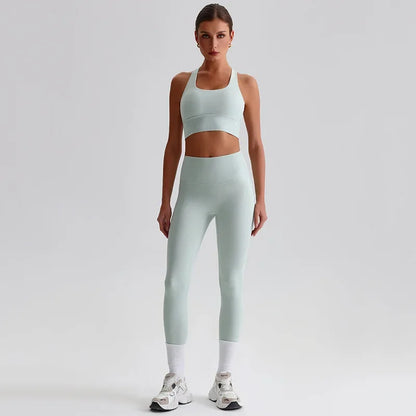 Cralom Seamless Yoga Set: Backless Sports Bra & Booty-Lifting Leggings