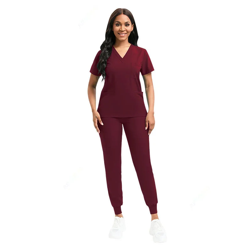 Cralom Stretch Scrub Set: Top & Pants With Pocket, Premium Nurse Doctor Uniform