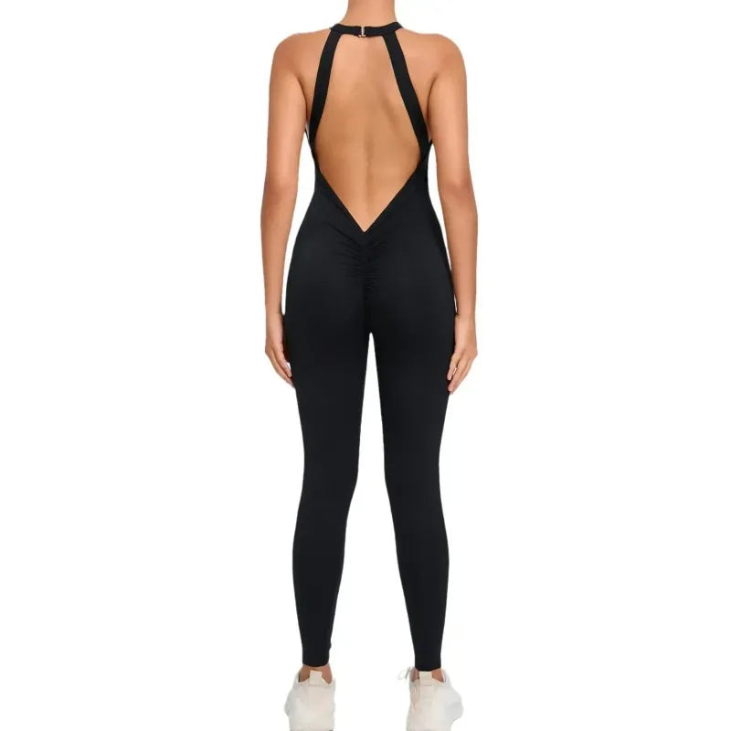 Cralom Yoga Jumpsuit: Hip-lifting, Backless One-Piece Fitness Tracksuit for Women