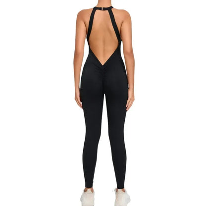 Cralom Yoga Jumpsuit: Hip-lifting, Backless One-Piece Fitness Tracksuit for Women