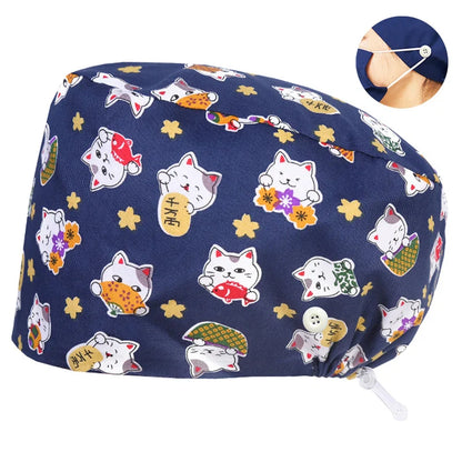 Cralom Dental Patterned Scrub Cap – Adjustable Surgical Work Hat for Nurses & Doctors