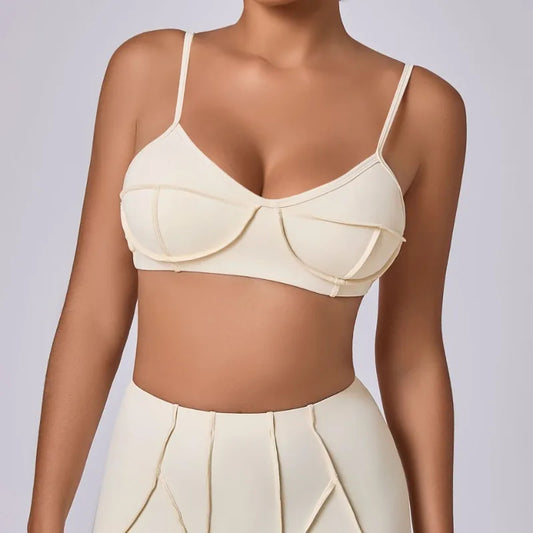Cralom Yoga Fitness Bra Top Open Back Running Underwear Gym Bras for Women