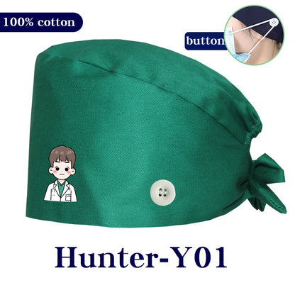 Cralom Cartoon Printed Surgical Scrub Caps for Medical & Pet Grooming Pros