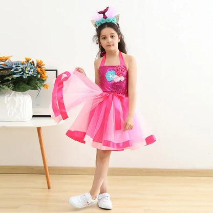 Cralom Mermaid Princess Tutu Dress Girls Cosplay Costume