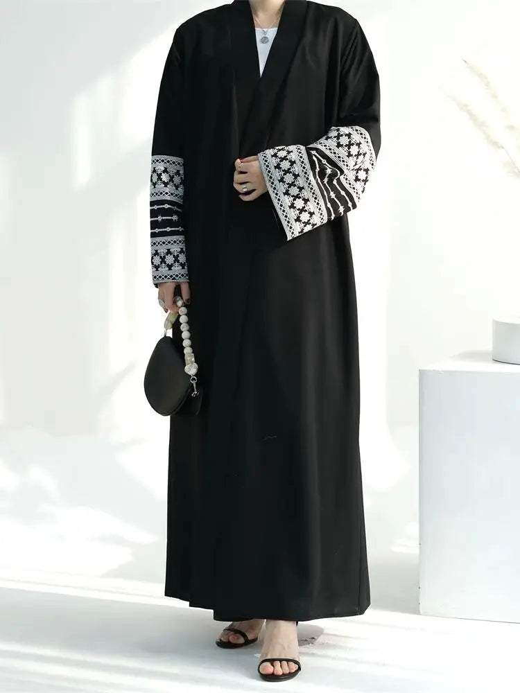 Cralom Embroidered Kimono Abaya Kaftan Dress