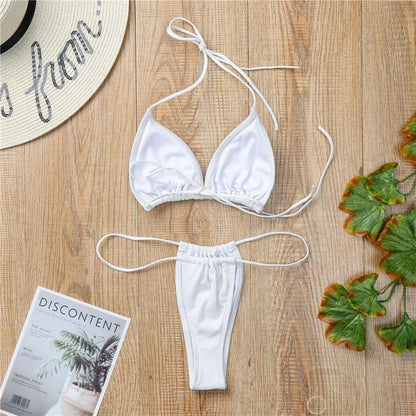 Cralom 2025 Pad Triangle Bikini Swimwear Women Swimsuit - Beach Sexy Maio Monokini