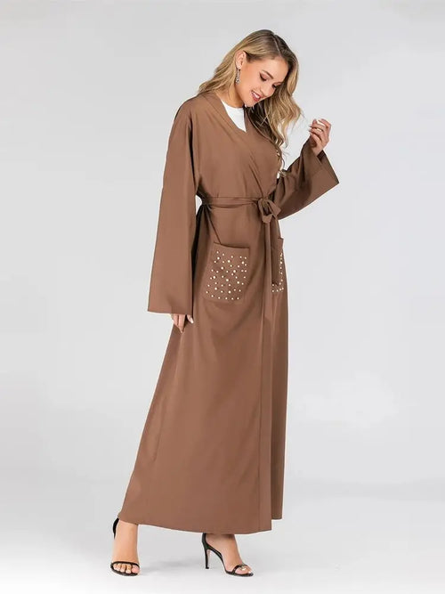 Cralom Ramadan Luxury Embroidery Kimono Abaya Women