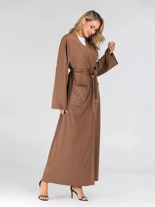 Cralom Ramadan Luxury Embroidery Kimono Abaya Women