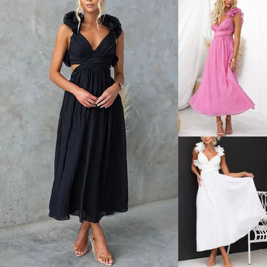 Cralom Solid Color Sleeveless Strap Dress - Summer 2025 Collection