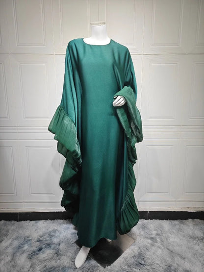 Helyn's Luxury Satin Abaya: Elegant Muslim Long Dress for Women
