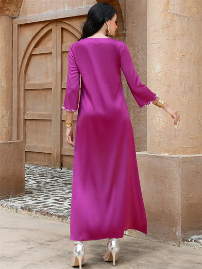 Cralom Ramadan Purple Abaya Dress for Muslim Women