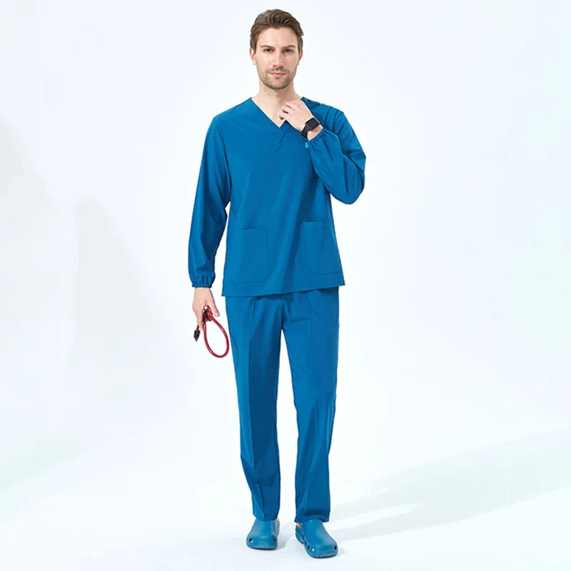 Cralom Unisex Scrub Top & Drawstring Pant Set for Medical, Beauty & Spa