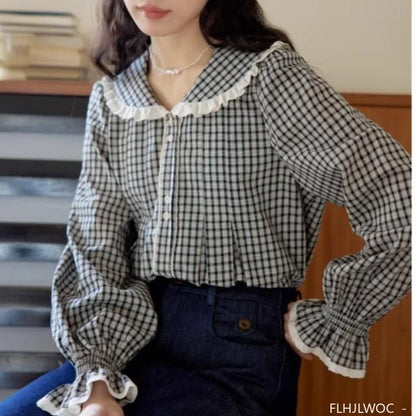 Cralom Mori Girls Flare Sleeve Ruffles Top - New 2025 Spring, Peter Pan Collar