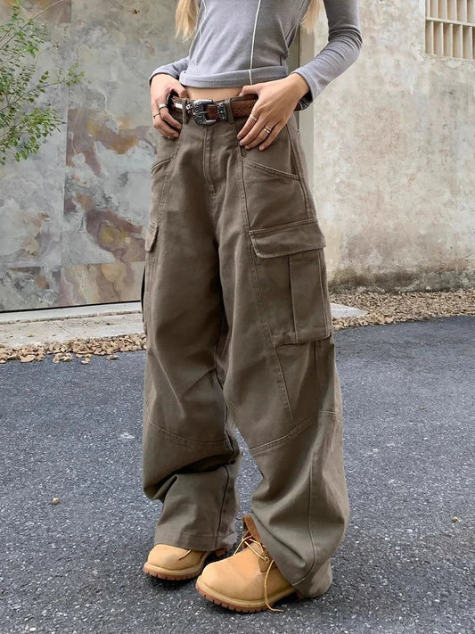 Cralom Vintage Baggy Jeans Women High Waist Wide Leg Pants