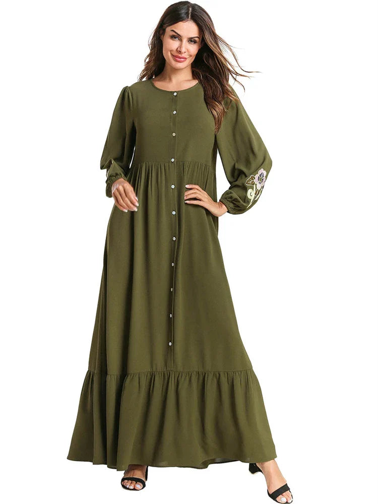 Cralom Ramadan Eid Abaya Kaftan Modest Dress for Muslim Women